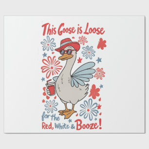 Papel De Regalo Este ganso está suelto para el rojo, blanco y booz