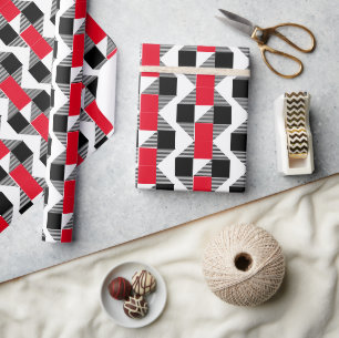 Papel De Regalo estética roja y negra geométricos de color clásico