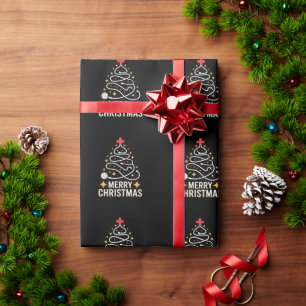 Papel De Regalo Estetoscopio Feliz Navidad Árbol Enfermera Doctor