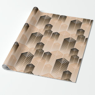 Papel De Regalo estilizado paisaje urbano sin fisuras en sepia