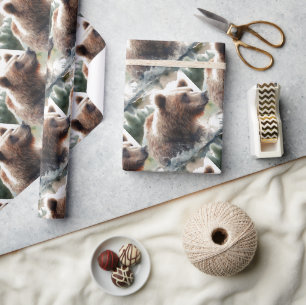 Papel De Regalo Estilo acuático Grizzly Bear Vida salvaje Arte ani