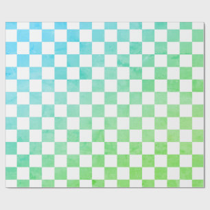 Papel De Regalo Estilo Antiguo Tablero de Ajedrez Blanco Azul y Ve