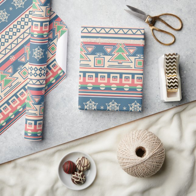 Papel De Regalo Estilo azteca de árbol de Navidad - Fiesta única (Artesanía)