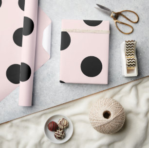 Papel De Regalo Estilo Chic Patrón de lunares negro/rosa rubor