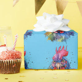 Papel De Regalo Estilo de acuarela de pollo de gallo de campo