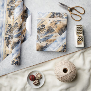 Papel De Regalo Estilo de acuarela Lobos Naturaleza animal Arte