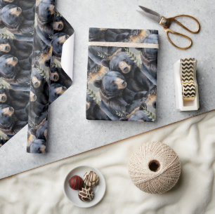 Papel De Regalo Estilo de agua Osos negros Patrón animal