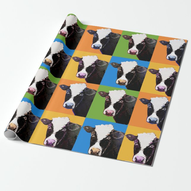Papel De Regalo Estilo de arte pop de vaca (Desenrollado)