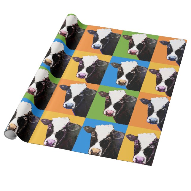 Papel De Regalo Estilo de arte pop de vaca (Desenrollado)