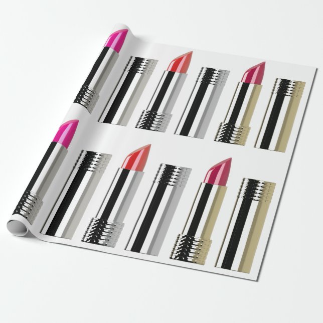 Papel De Regalo Estilo de belleza lápiz labial maquillaje cosmétic (Desenrollado)