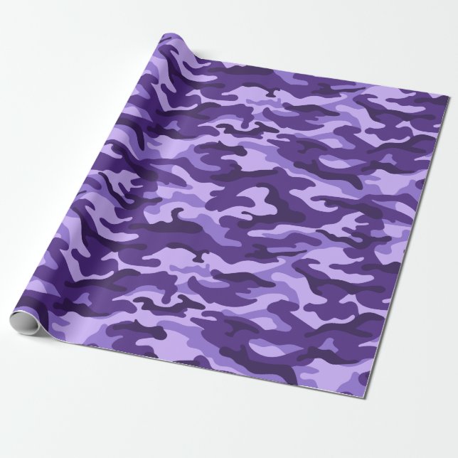 Papel De Regalo Estilo de camuflaje morado de lavanda (Desenrollado)
