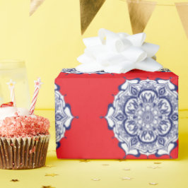 Papel De Regalo Estilo de China azul con criaturas