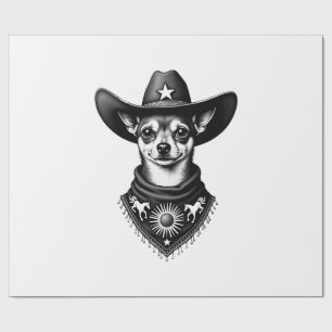 Papel De Regalo Estilo de grabado de vaquero Chihuahua vintage occ