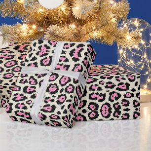 Papel De Regalo Estilo de impresión de leopardo rosa blanco antigu