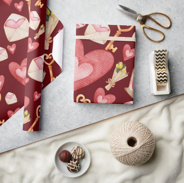 Papel De Regalo Estilo de los corazones rojos (Artesanía)