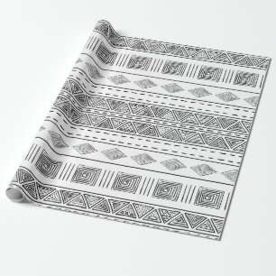 Papel De Regalo Estilo de manto blanco tribal moderno geométrico