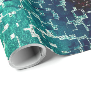 Papel De Regalo Estilo de mosaico azul circundante sobre vidrio ma