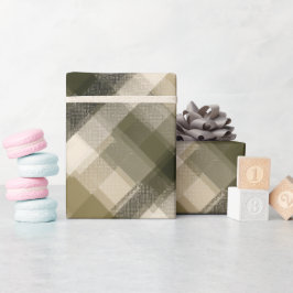 Papel De Regalo Estilo de Plaid Verde Caqui Terroso de Arena Safar