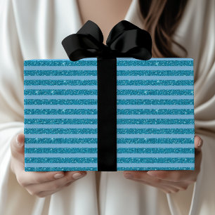 Papel De Regalo Estilo de rayas horizontales azul océano chic con