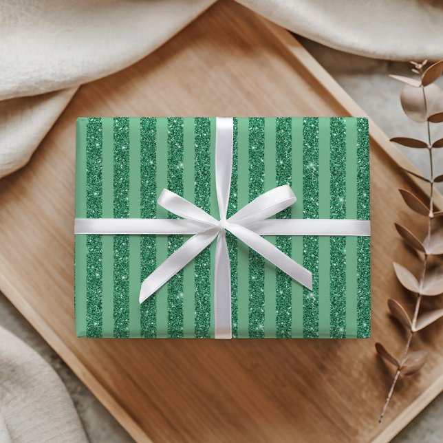 Papel De Regalo Estilo de rayas verticales de brillo verde jade cl (Subido por el creador)
