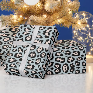Papel De Regalo Estilo femenino de leopardo en rosa viejo y azul c