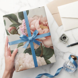 Papel De Regalo Estilo floral blanco peonía rubor femenino
