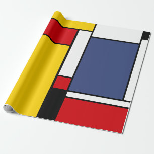 Papel De Regalo Estilo geométrico moderno inspirado en Mondria