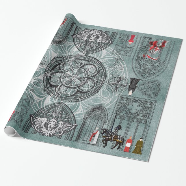 Papel De Regalo Estilo gótico medieval (Desenrollado)