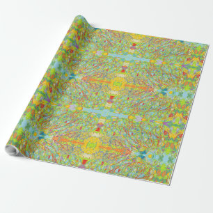 Papel De Regalo Estilo indio oriental verde con arte abstracto