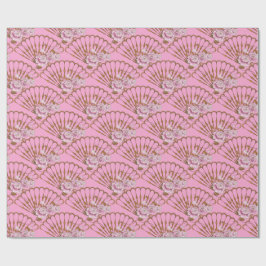 Papel De Regalo Estilo japonés divertido y rosas rosa