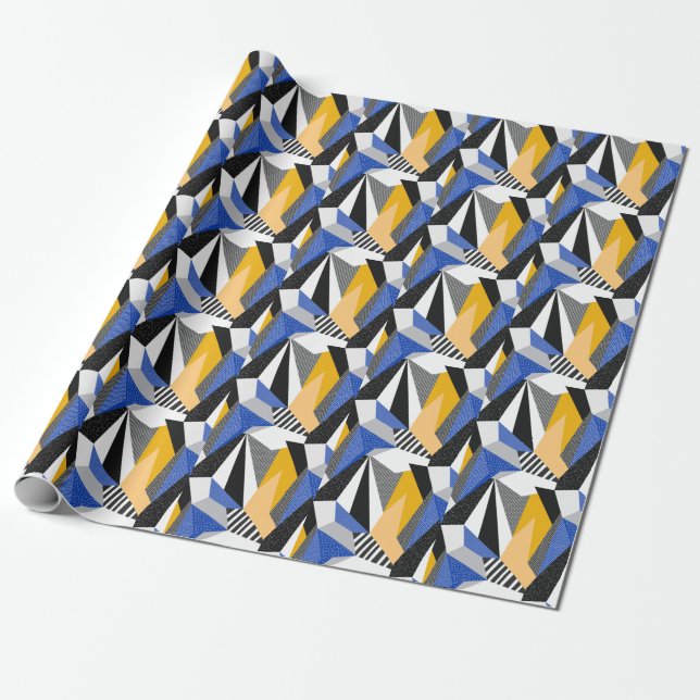 Papel De Regalo Estilo Memphis: Collage geométrico creativo. (Desenrollado)