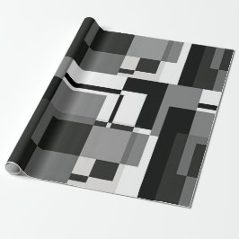 Papel De Regalo Estilo Mondrítico Negro Y Blanco Resumen Geométric