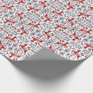 Papel De Regalo Estilo navideño nórdico moderno rojo y gris