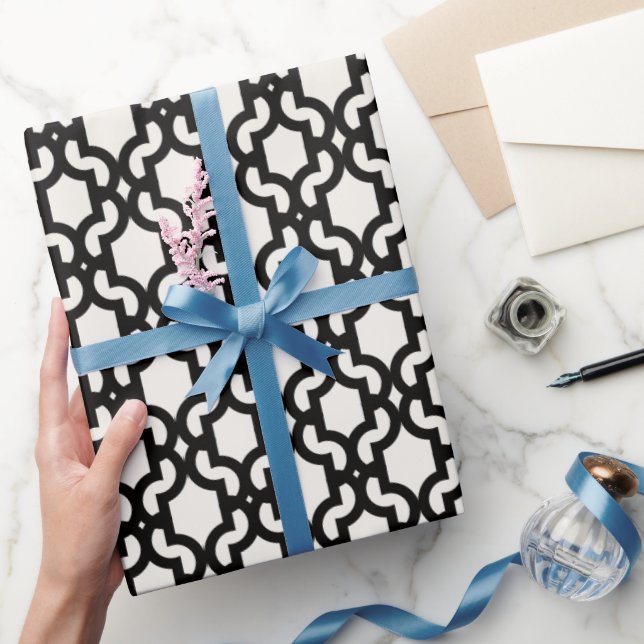 Papel De Regalo Estilo Patrón de Celosía de Cuatro Hojas Marroquí  (Regalar)