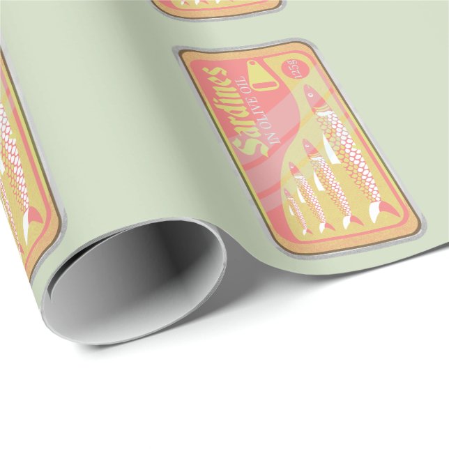 Papel De Regalo Estilo poster retro de sardinas (Esquina del rollo)