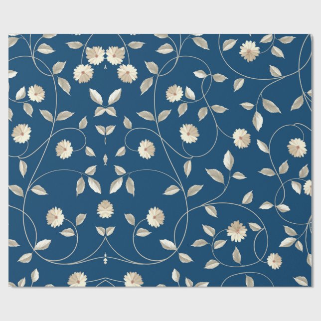 Papel De Regalo Estilo retro de flor blanca floreciente (Superficie plana)