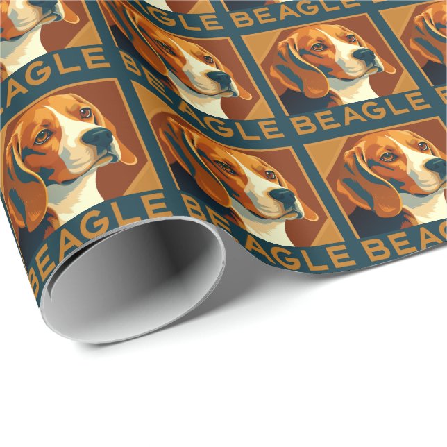 Papel De Regalo Estilo retro de retrato de Beagle clásico (Esquina del rollo)