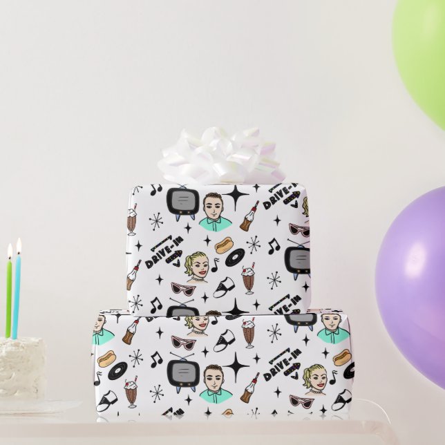 Papel De Regalo Estilo retro nostálgico de los años 50 (Regalos de fiesta)