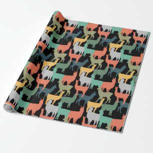Papel De Regalo Estilo Retro Patrón de Llama Vintage Alpaca Rosa