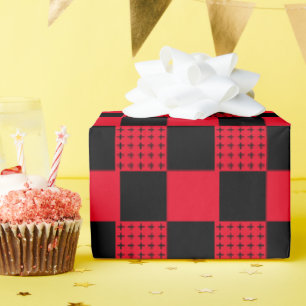 Papel De Regalo Estilo rojo y negro de cuadros de búfalo en tabler