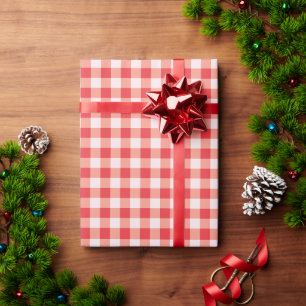 Papel De Regalo Estilo Vintage de Granja Rojo Gingham Atemporal