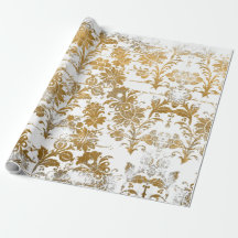 Estilo Vintage Grunge Patrón Floral Damasco Dorado