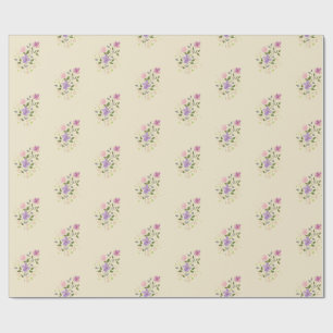 Papel De Regalo Estilo vintage minimalista suave floral acuarela