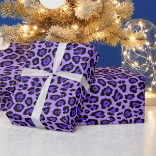 Papel De Regalo Estiloso leopardo de impresión animal patrón viole