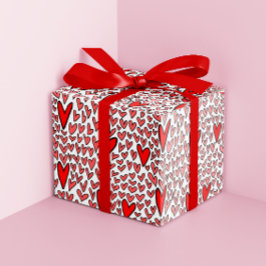 Papel De Regalo Estiloso patrón de corazones rojos Valentines