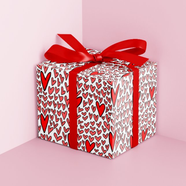 Papel De Regalo Estiloso patrón de corazones rojos Valentines (Subido por el creador)