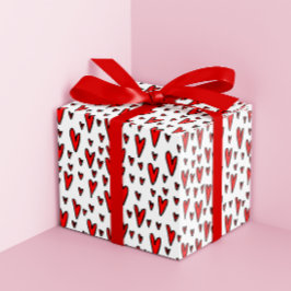 Papel De Regalo Estiloso patrón de corazones rojos Valentines
