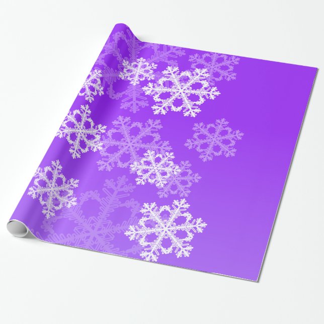 Papel De Regalo Estiloso Purple Snowflakes Patrón de Navidades mod (Desenrollado)