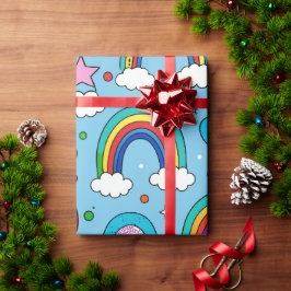Papel De Regalo Estimado patrón de Personalizado de Santa Arcoiris