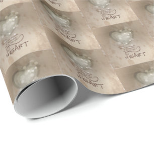 Papel De Regalo Estímulo Religioso del Corazón, Grunge